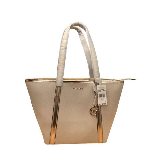 MICHAEL MICHAEL KORS JET SET TRAVEL CREAM/GOLD TOTE NWT $198 - Picture 1 of 6